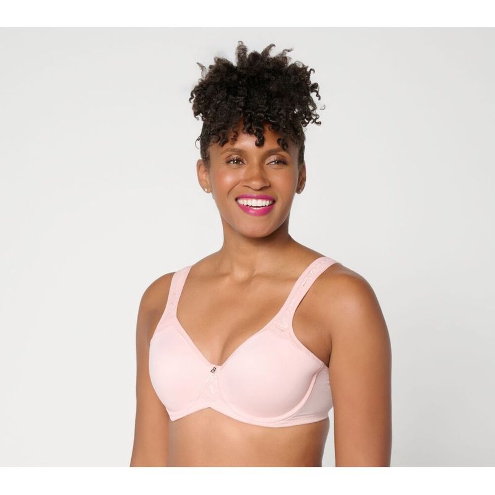 Breezies Women's Bra Sz 36C Natural Curves Lace Trim Underwire Pink
